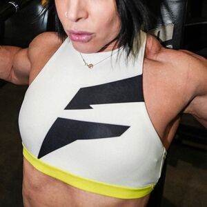 Flag Nor Fail Vivid white neon yellow sports bra medium excellent condition